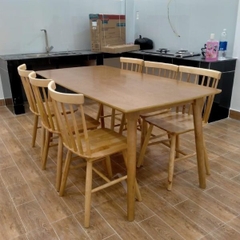 Bộ Bàn Ăn 6 Ghế Song Tiện Gỗ Cao Su