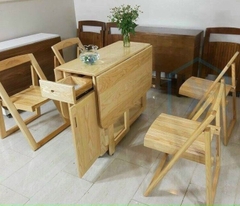 Bộ Bàn Ăn Gấp Gọn Thông Minh Gỗ Sồi 6 Ghế