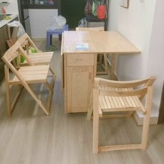 Bộ Bàn Ăn Thông Minh Gấp Gọn 4 Ghế Gỗ Sồi