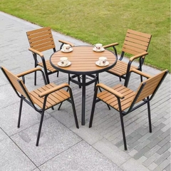 Bộ Bàn Ghế Cafe Nhôm Đúc Polywood 4 Ghế ND19