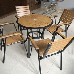 Bộ Bàn Ghế Cafe Nhôm Đúc Polywood 4 Ghế ND19