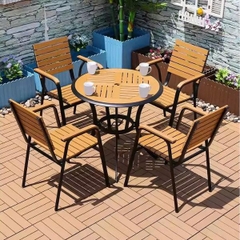 Bộ Bàn Ghế Cafe Nhôm Đúc Polywood 4 Ghế ND19