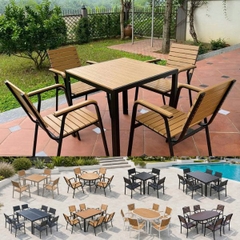 Bộ Bàn Ghế Cafe Nhôm Đúc Polywood 4 Ghế ND20