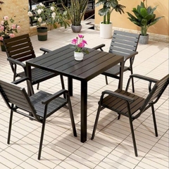 Bộ Bàn Ghế Cafe Nhôm Đúc Polywood 4 Ghế ND20