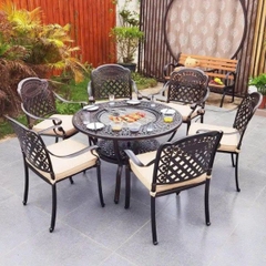 Bộ Bàn Ghế Ngoài Trời Nhôm Đúc Có Bếp Nướng ND65
