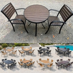 Bộ Bàn Ghế Ngoài Trời Polywood Nhôm Đúc 2 Ghế ND11