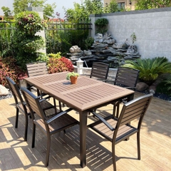 Bộ Bàn Ghế Nhôm Đúc Polywood 6 Ghế ND15
