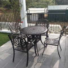 Bộ Bàn Ghế Ngoài Trời Sân Vườn Nhôm Đúc ND01 - Bàn D90cm 4 Ghế