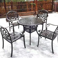 Bộ Bàn Ghế Ngoài Trời Sân Vườn Nhôm Đúc ND01 - Bàn D90cm 4 Ghế