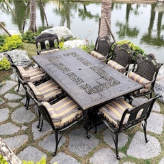Bộ Bàn Ghế Nhôm Đúc Ngoài Trời Cao Cấp 6 Ghế ND686