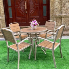 Bàn Ghế Nhôm Đúc Polywood 4 Ghế ND17