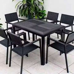 Bộ Bàn Ghế Nhôm Đúc Polywood Ngoài Trời 6 Ghế ND14