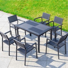 Bộ Bàn Ghế Nhôm Đúc Polywood Ngoài Trời 6 Ghế ND14
