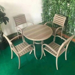 Bộ Bàn Ghế Ngoài Trời Polywood Nhôm Đúc 4 Ghế ND12