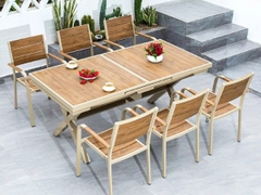 Bộ Bàn Ghế Thông Minh Nhôm Đúc Polywood 8 Ghế ND26