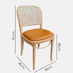 Bộ Bàn Ăn Gỗ Sồi 6 Ghế Thonet Tựa Mây