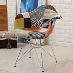 Ghế Eames Có Tay Thổ Cẩm Chân Sắt