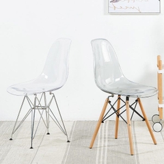 Ghế Eames Nhựa Đúc Trong Suốt Chân Sắt