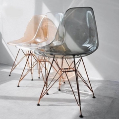 Ghế Eames Nhựa Đúc Trong Suốt Chân Sắt