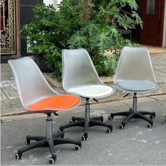 Ghế Văn Phòng Eames Nhựa Trong Suốt Chân Xoay Nhập Khẩu