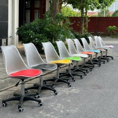 Ghế Văn Phòng Eames Nhựa Trong Suốt Chân Xoay Nhập Khẩu