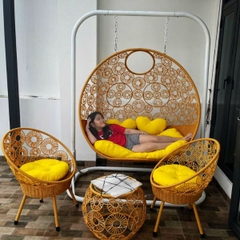 Xích Đu Đôi Mây Nhựa Sân Vườn MN56