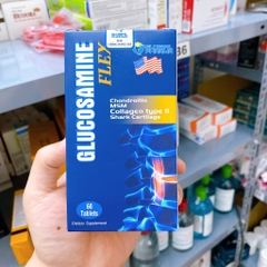 Viên uống giảm triệu chứng đau xương khớp, thoái hóa khớp, cột sống Glucosamine Flex - Hộp 60 viên - Glucosamine 1200mg, Chondroitin 200mg, MSM 500mg, Collagen Type 2 120mg, Vitamin D3 6,25mcg, Arginine 60mcg, Sorbitol 20mg