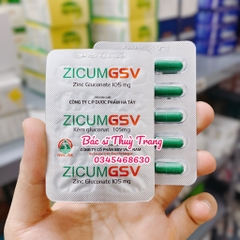 Viên uống kẽm ngừa mụn Zicum GSV Gluconat 105mg - hộp 60 viên