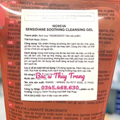 Gel rửa mặt dành cho da nhạy cảm NOREVA Sensidiane Soothing Cleansing Gel - 200ml