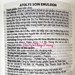 Sữa dưỡng ẩm cho da khô, viêm da cơ địa LYSASKIN Atolys Soin Emulsion 200ml - Dưỡng ẩm sâu, làm dịu da