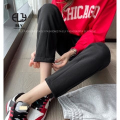 Quần baggy nữ chất mỳ nỉ dày cao cấp ống rộng bom gấu cạp chun lưng cao  lựa chọn hàng đầu cho mùa đông năm nay ELY232