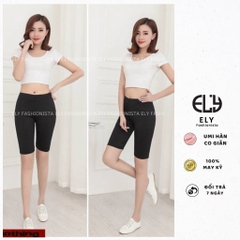 Quần legging nữ lửng ELY nâng mông GU chất umi hàn cao cấp quần ngố mặc nhà dáng ôm bó lưng cao tập gym yoga ELY220
