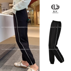 Quần jogger nữ trơn cạp chun chất Mỳ Hàn Cao Cấp ELY viền ly đứng dáng nổi bật phong cách thể thao ELY216
