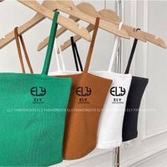 Áo hai dây croptop ELY nữ dáng ôm chiết eo không đệm vải cotton tank top co giãn tốt thoáng mát  freesize ELY223..
