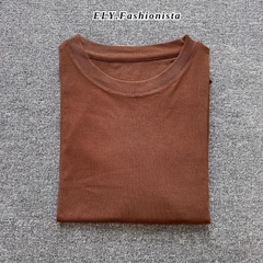 Áo croptop nữ tay dài cổ tròn vải thun coton co giãn 4 chiều kiểu basic dáng ôm body màu đen đẹp ELY278