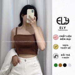 Áo hai dây croptop ELY nữ dáng ôm chiết eo không đệm vải cotton tank top co giãn tốt thoáng mát  freesize ELY223..