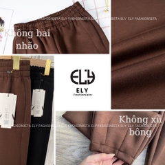 Quần baggy nữ chất mỳ nỉ dày cao cấp ống rộng bom gấu cạp chun lưng cao  lựa chọn hàng đầu cho mùa đông năm nay ELY232