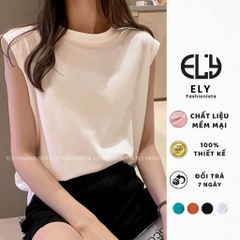 Áo phông nữ cổ tròn cotton tay hến sát nách phong cách hàn quốc from rộng ba lỗ thun trơn basic ELY210.