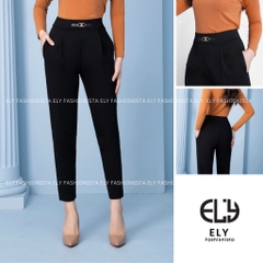 Quần baggy nữ lưng cao dài tôn dáng phối nơ cạp chun cao cấp, quần tây baggy nữ cạp cao đi học đi làm sang chảnh ELY213