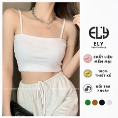 Áo hai dây croptop ELY nữ dáng ôm chiết eo không đệm vải cotton tank top co giãn tốt thoáng mát  freesize ELY223..