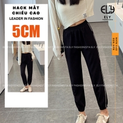 Quần jogger nữ trơn cạp chun chất Mỳ Hàn Cao Cấp ELY viền ly đứng dáng nổi bật phong cách thể thao ELY216