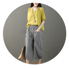 Sét đồ bộ nữ Bomber caro mặc nhà áo chất thô đũi tay lỡ quần kẻ caro chất thô  cao cấp ống suông năng động  ELY003