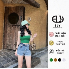 Áo hai dây croptop ELY nữ dáng ôm chiết eo không đệm vải cotton tank top co giãn tốt thoáng mát  freesize ELY223..