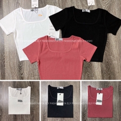 Áo croptop cổ vuông nữ ELY  thun ôm body tanktop 3 lỗ cộc tay cao cấp nhiều màu đen trắng tím nâu hồngELY218