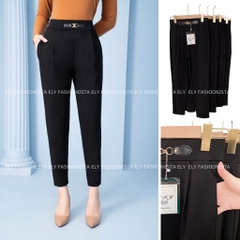 Quần baggy nữ lưng cao dài tôn dáng phối nơ cạp chun cao cấp, quần tây baggy nữ cạp cao đi học đi làm sang chảnh ELY213