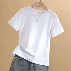 Áo thun nữ trơn cổ tròn tay ngắn dáng suông đen trắng cao cấp,áo phông nữ cộc tay cotton basic chất vải đẹp ELY207R