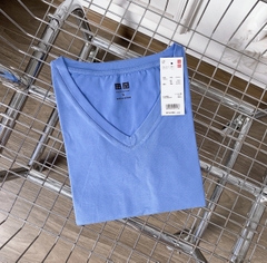 Áo phông nữ ELY trơn cổ tim ngắn tay dáng suông cotton basic đẹp trắng cao cấp, áo  thun nữ cổ V cộc tay đen ELY205