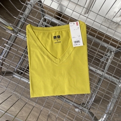 Áo phông nữ ELY trơn cổ tim ngắn tay dáng suông cotton basic đẹp trắng cao cấp, áo  thun nữ cổ V cộc tay đen ELY205
