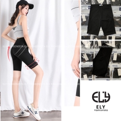 Quần legging nữ lửng ELY nâng mông GU chất umi hàn cao cấp quần ngố mặc nhà dáng ôm bó lưng cao tập gym yoga ELY220