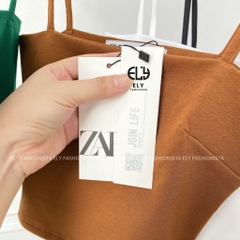 Áo hai dây croptop ELY nữ dáng ôm chiết eo không đệm vải cotton tank top co giãn tốt thoáng mát  freesize ELY223..
